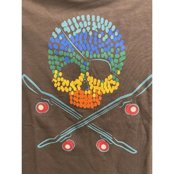 SKULL SKATEBOARD TEE SHIRT SIZE 7. COLOR IS A DARK OLIVE GRAYISH - Picture 5 of 6